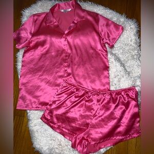 Victoria's Secret Satin Pajama Set - Hot Pink Size Medium